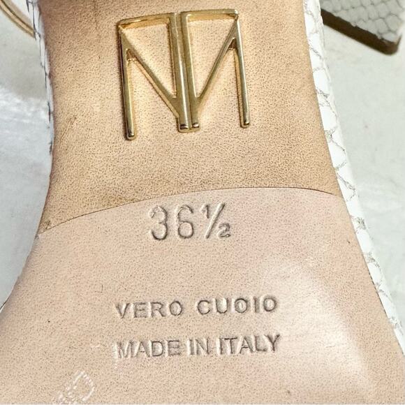 Tamara Mellon White & Gold Snakeskin Triangle Heel Sandals Size Eur 36.5/ US 6.5 - Picture 10 of 10